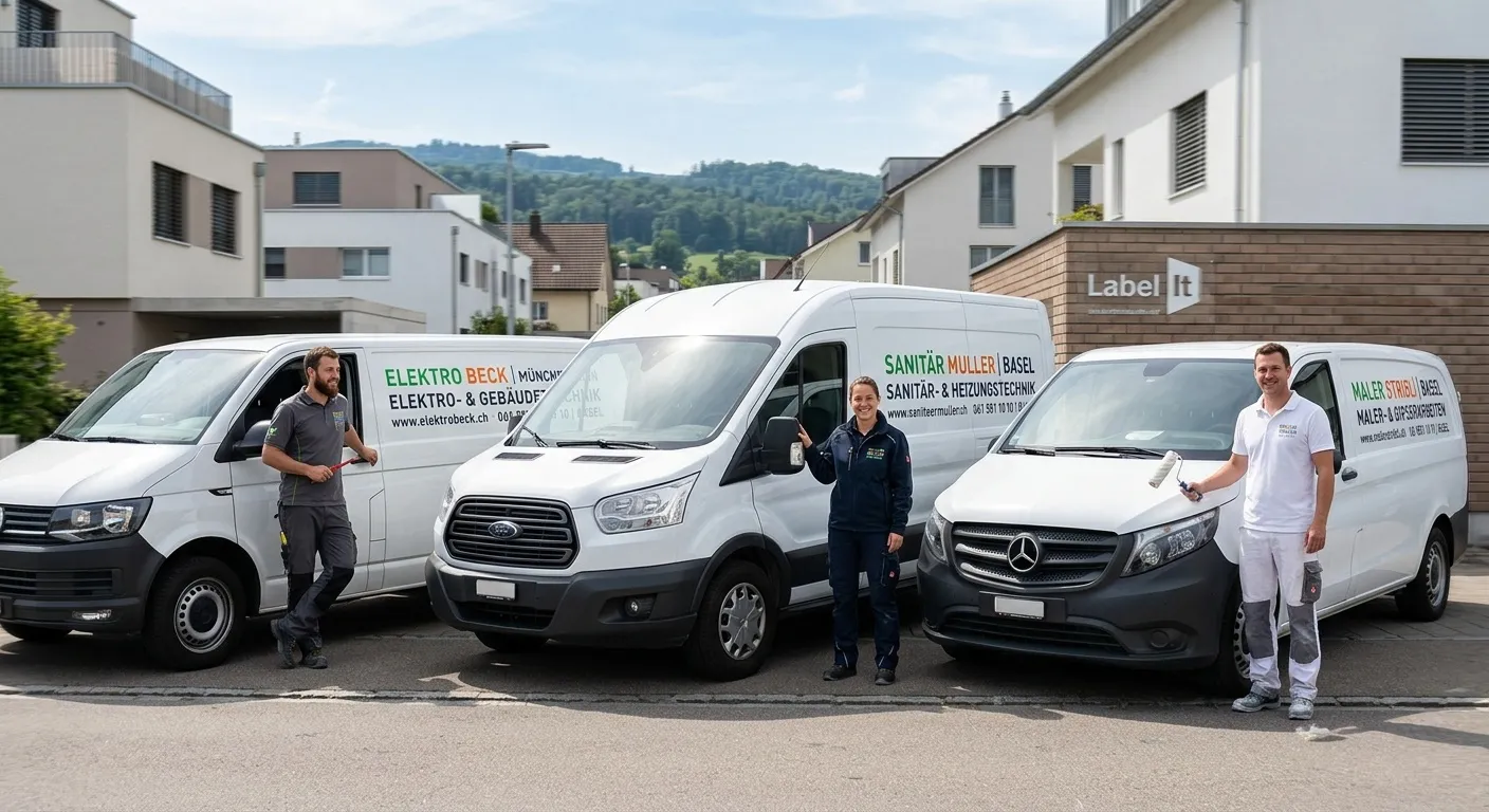 Fahrzeugbeschriftung in Basel: Wie Maler-, Sanitär- & Elektrobetriebe neue Aufträge generiert