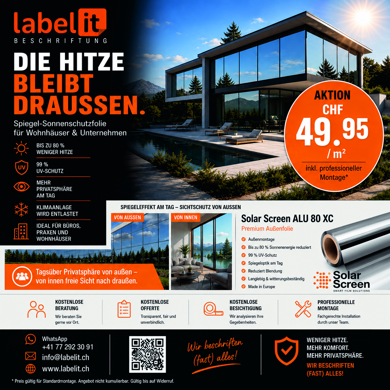 Solar Screen® Spiegelfolie ALU 80XC Silber extern thumbnail 1