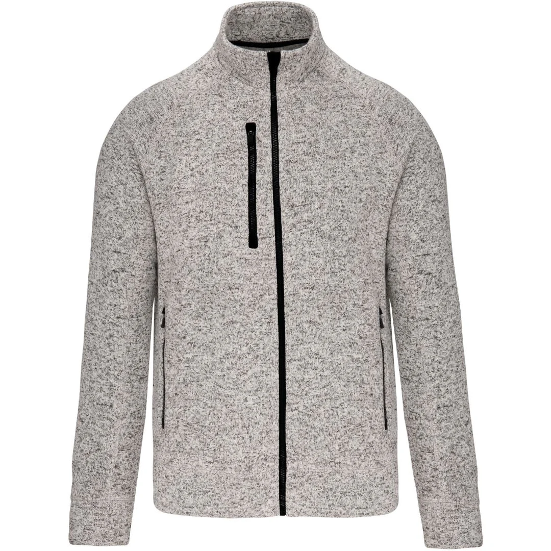 Kariban K 9106 Herren Melange Strickfleece Jacke, miniature 3